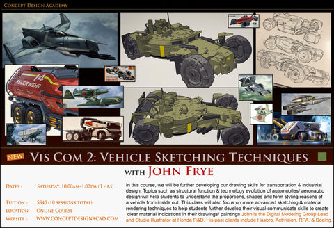 Vis Com 2: Vehicle Sketching Techniques with John Frye (Online Course)