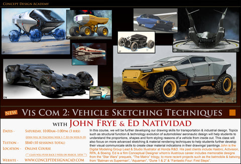 Vis Com 2: Vehicle Sketching Techniques with John Frye & Ed Natividad (Online Course)
