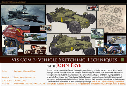 Vis Com 2: Vehicle Sketching Techniques with John Frye (Online Course)